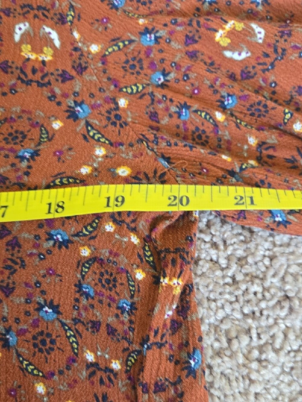 Natural Life Cece Button Down Shirt Relaxed Fit Long Sleeves Rust Floral L Boho - Picture 8 of 9